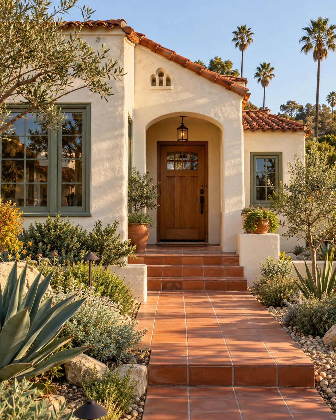 Spanish-style Los Angeles bungalow with oak entrance and garden